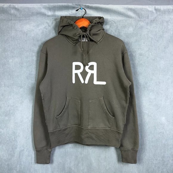 Ralph Lauren Double RL Other - RRL Ralph Lauren Hoodie Mens Size Small Grey Faded Logo Fleece